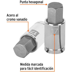 Dados de Punta Hexagonal 17mm E1/2, Truper 13286