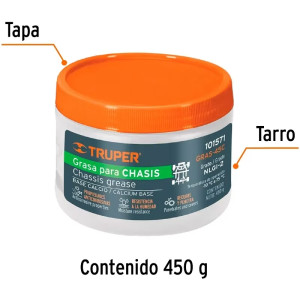 Grasa para Chasis de Calcio 450g Velocidad Moderada Suspensión Muelles, Truper GRAS-45C 101571