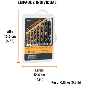 Juego de Brocas para Madera 8 Piezas Truper 11338