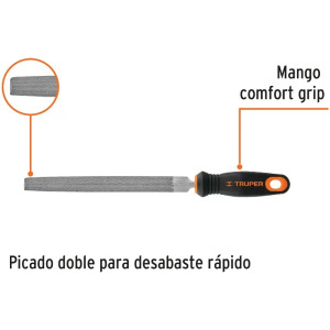 Limas Media Caña Bastardas 8" Ancho 3/4" Espesor 1/4", Mango Comfort Grip, LMCB-8T 15318 Truper