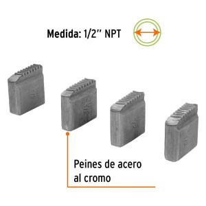 Peine para Tarraja 1/2" Cuerda 14 NPT, Incluye 4 Piezas, P-850-1/2 13075 Truper