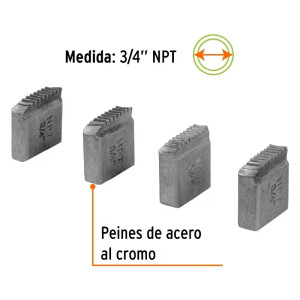 Peine para Tarraja 3/4" Cuerda 14 NPT, Incluye 4 Piezas, P-850-1/3 13077 Truper
