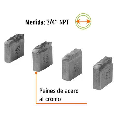 Peine para Tarraja 3/4" Cuerda 14 NPT, Incluye 4 Piezas, P-850-1/3 13077 Truper