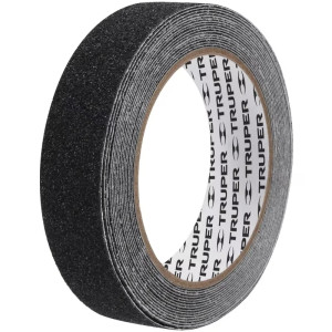 Cintas adhesivas antiderrapantes 1" x5m Negro Pisos y Rampas, Truper 12542