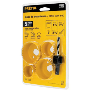 Juego para instalar cerraduras, 5 piezas, para madera y aluminio, KIT-5P 23550 Pretul