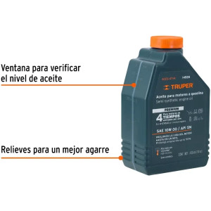 Aceite Semi-Sintético 400ml (14oz), Motor 4 Tiempos Generadores Motos Cuatrimotos, Truper 14928