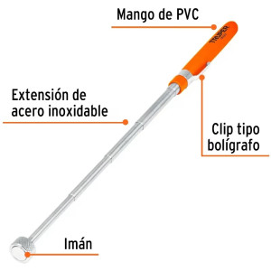 Iman Extensible, Levanta 3.6kg, Estension Min. 163mm Max. 630mm, Recupera Objetos, Clip Tipo Boligrafo, PICK-UPX 15325 Truper