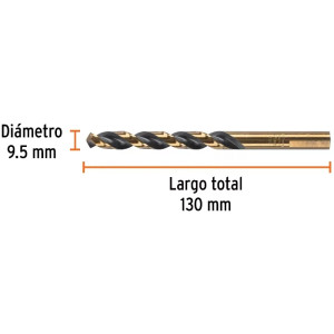 Brocas Metal HSS 9.5mm xL125mm Truper 14319