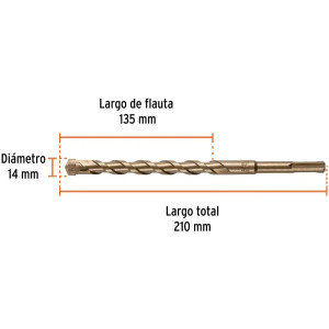Brocas SDS Plus 14mm x210mm Concreto Truper 101202