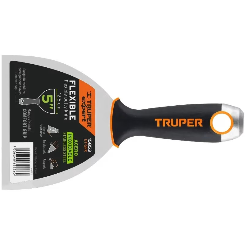 Espatula Flexible 5" Mango Comfort Grip, Acero Inoxidable, ET-5FX 15853 Truper