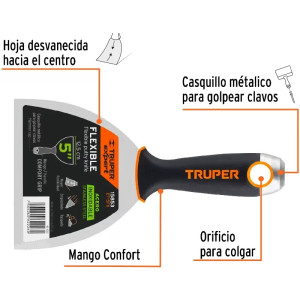 Espatula Flexible 5" Mango Comfort Grip, Acero Inoxidable, ET-5FX 15853 Truper