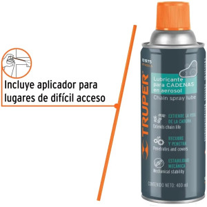 Grasa para Cadena Aerosol 400ml 14oz Cadenas Transmisiones Bicicletas, Truper WT-400CA 101975