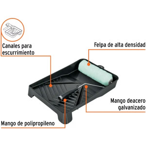 kit para Pintar 3 Piezas, Bandeja 9" Rodillo y Maneral, KIT-ROPI-915 13843 Truper
