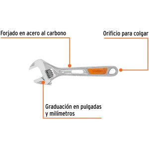 Llave Francesa 6" A3/4" ACromadas MangoPVC Truper 15509
