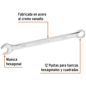 Llave Boca Mixta 16mm Combinada CrVanadio ELarga Truper 15620