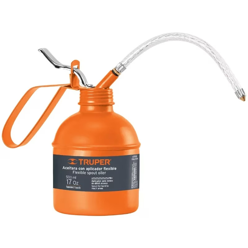 Aceitera de 500ml (17oz) con Aplicador Flexible Boquilla con Punta de Latón, Truper 14874