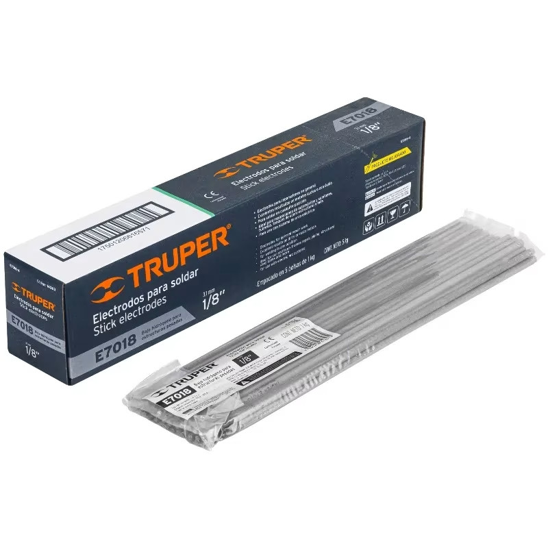 Electrodo 7018 1/8" 1kg, Bajo Hidrogeno, estructuras pesadas, encendido instantaneo y arco estable, E7018-4 14363 Truper
