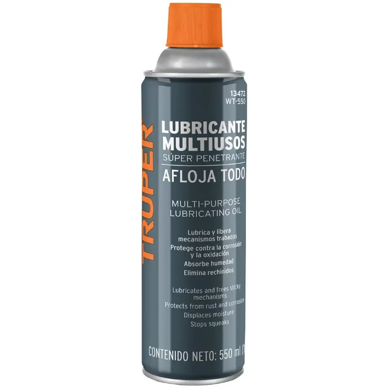 Aceite Multiuso Afloja Todo 550ml 19oz, Super Penetrante Protege y Limpia, Truper 13472