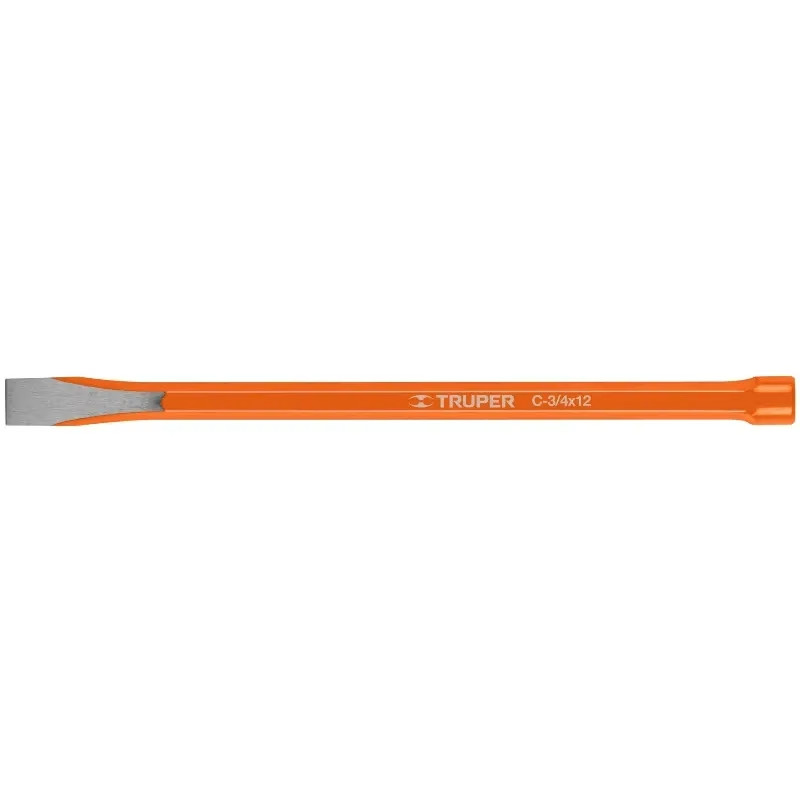 Cincel Plano 12" Cuña 3/4", Acero al cromo Vanadio, Cabeza grande, C-3/4X12 12148 Truper