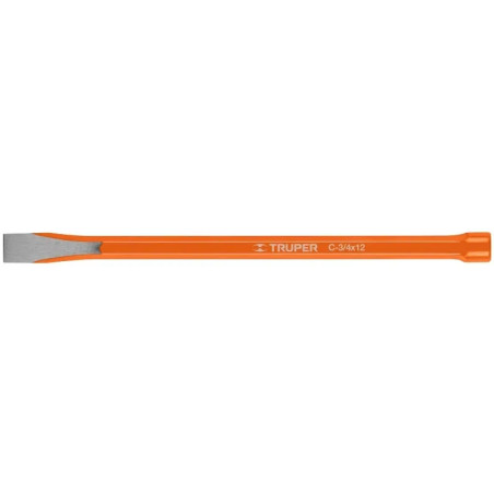 Cincel Plano 12" Cuña 3/4", Acero al cromo Vanadio, Cabeza grande, C-3/4X12 12148 Truper