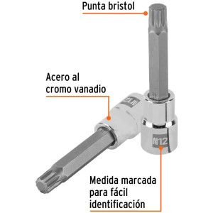 Dados Punta Bristol M12 E1/2 Plarga CrVanadio Truper 101302