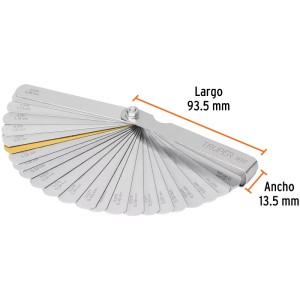 Galgas de Bujia, 32 Hojas, Graduacion 0.04 - 0.88mm, en acero al manganeso, CAL-32 14397 Truper