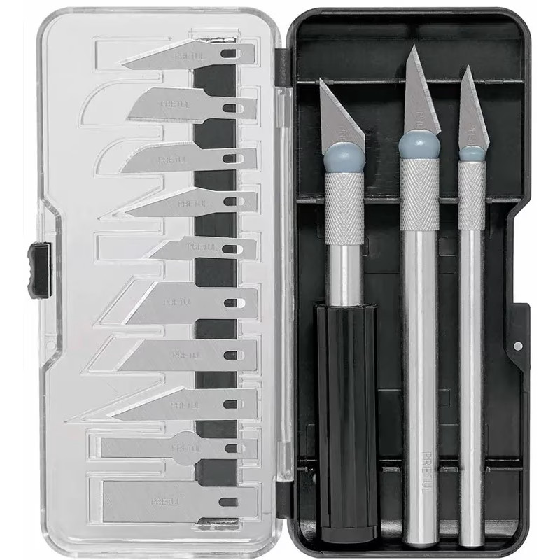 Juego de 13 Cuchillas Hobby SK5 MangoMetalicos con estuche Organizador, Pretul EXA-13P 22409