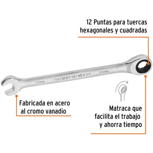 Llave Boca Mixta Ratchet 10mm ACrVanadio Truper 15743