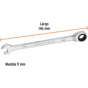 Llave Boca Mixta Ratchet 9mm ACrVanadio Truper 13619