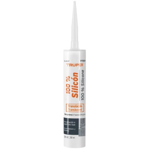 Silicona al 100%, 280ml Traslucido, Interior y exterior, para vidrios aluminio ceramica etc, SIL-100T 17559 Truper