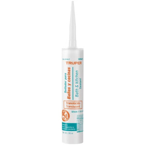 Silicona para Baños y cocinas 280ml Traslucido, Sellado duradero para superficies lisas, SIL-100BCT 18565 Truper