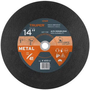 Discos Corte Metal 14" 355.6x2.8mm C1" T41 OxidoAlumino, ABT-739 Truper 12568
