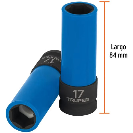Dados 17mm E1/2 Impacto Tubulares Hexagonales Con Polipropileno Truper 100930