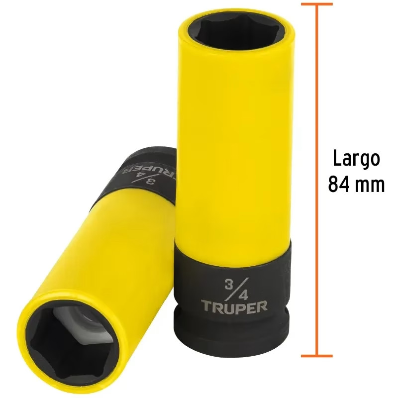 Dados 3/4" E1/2 Impacto Tubulares Hexagonales Con Polipropileno Truper 100927