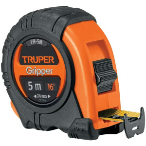 Wincha Flexometro Gripper 5 Metros, contra impacto TPR, carcasa ABS, FH-5M 14578 Truper