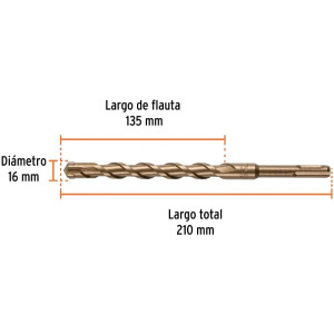 Brocas SDS Plus 16mm x210mm Concreto Truper 101204