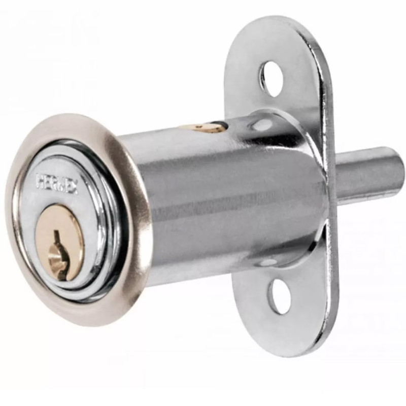 Cerradura para mueble cromo Tipo Boton modelo 20, para puertas corredizas de traslape, CM-20C 43561 Hermex