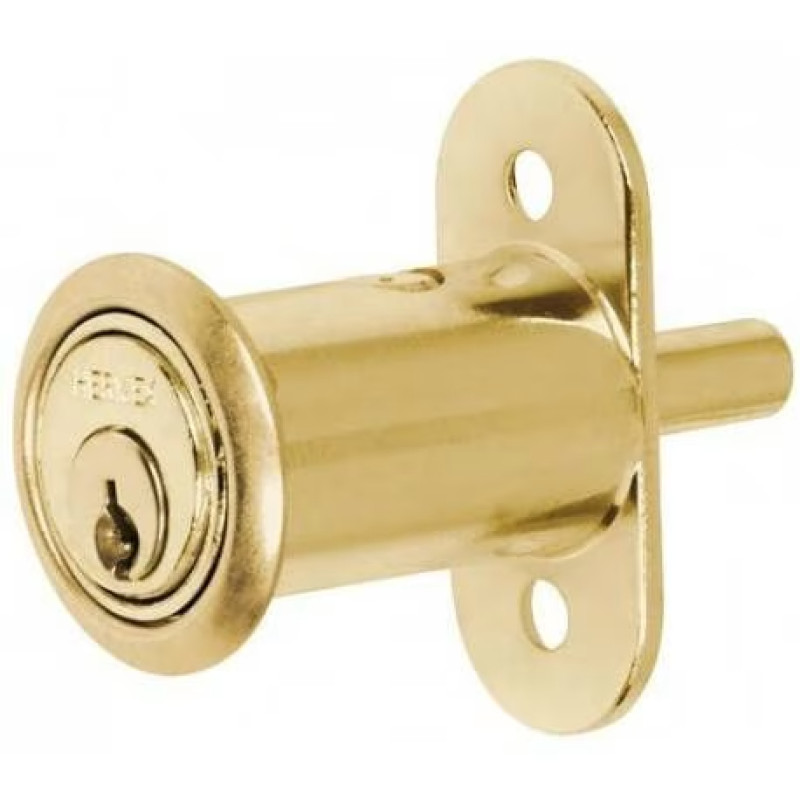 Cerradura para mueble dorado Tipo Boton modelo 20, para puertas corredizas de traslape, CM-20L 43569 Hermex