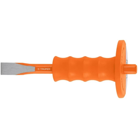 Cincel Plano 8" Cuña 3/4" con Grip, acero al cromo vanadio, protege la mano, C-3/4X8G 12278 Truper