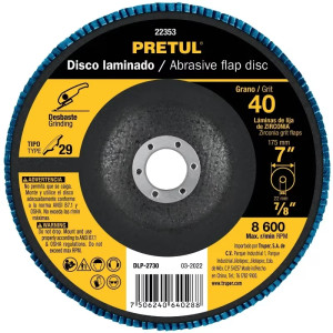 Discos Flap Discs Laminado 7" G40 Lija de Zirconia, DLP-2730 22353 Pretul