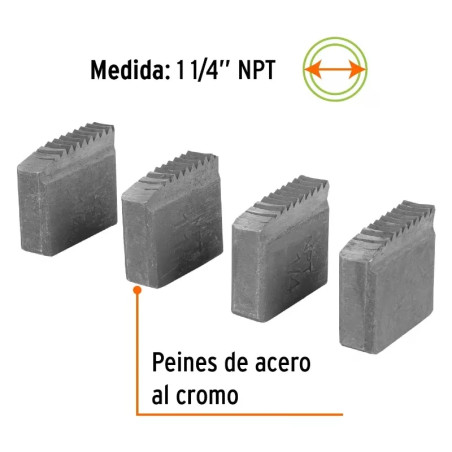 Peine para Tarraja 1 1/4" Cuerda 11 1/2 NPT, Incluye 4 Piezas, P-850-1-1/4 13081 Truper