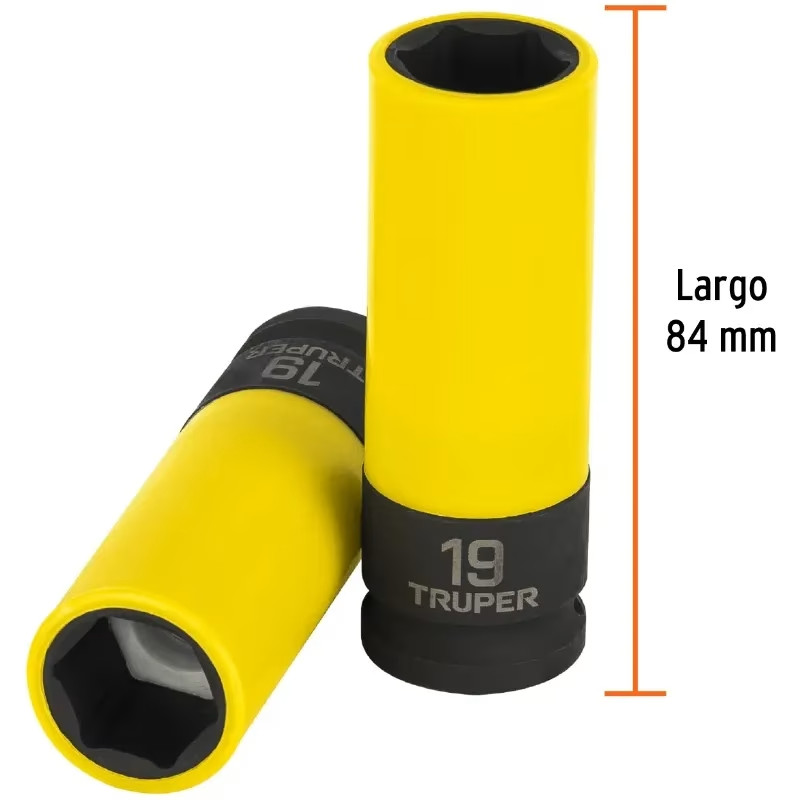 Dados 19mm E1/2 Impacto Tubulares Hexagonales Con Polipropileno Truper 100931