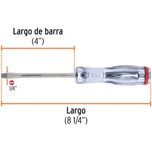 Desarmador Plano de Golpe 1/4" x4" Bhex Macetato Truper 14158