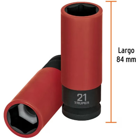 Dados 21mm E1/2 Impacto Tubulares Hexagonales Con Polipropileno Truper 100905