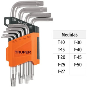 Juegos de 9 Llaves Torx Truper 15554