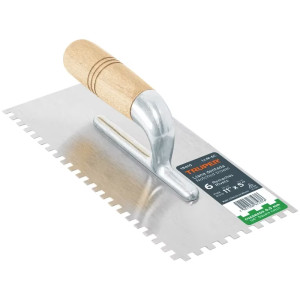 Plancha de Empastar Dentada 11 x 5 Pulgadas, Uso Profesional, 6 Remaches Mango de Madera, LLM-6C 15410 Truper