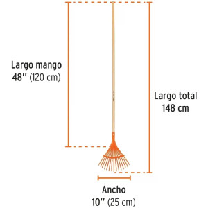 Escobas Metalica Curva 10" 15 Dientes Mango 48" Calibre 22, EM-15 19678 Truper