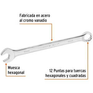 Llave Boca Mixta 18mm Combinada CrVanadio ELarga Truper 15622
