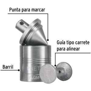 Plomada Metalica con Centro 200g, Para Uso en plomeria y construccion, PLOM-1Z 22461 Pretul