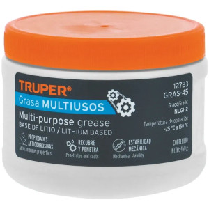 Grasa Multiusos 450g G2 NLGI Base de Litio uso industrial Chasis, Truper 12783
